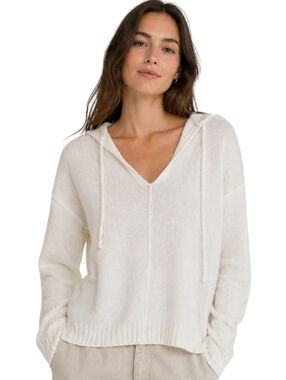 ATM Anthony Thomas Melillo Inside Out Hoodie Women Med White Exposed Seam Fleece